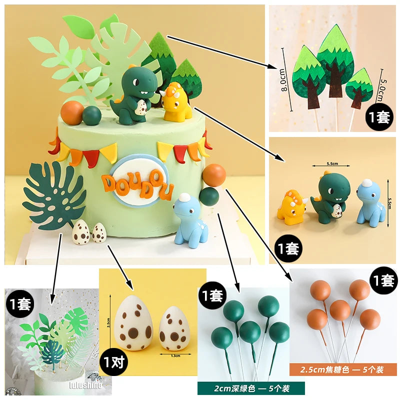 Topper de Bolo Dinossauro com Arco-Íris - Festa Infantil