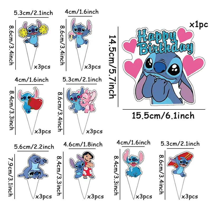 Topo de Bolo e Cupcake Stitch - Decoração Festa Infantil
