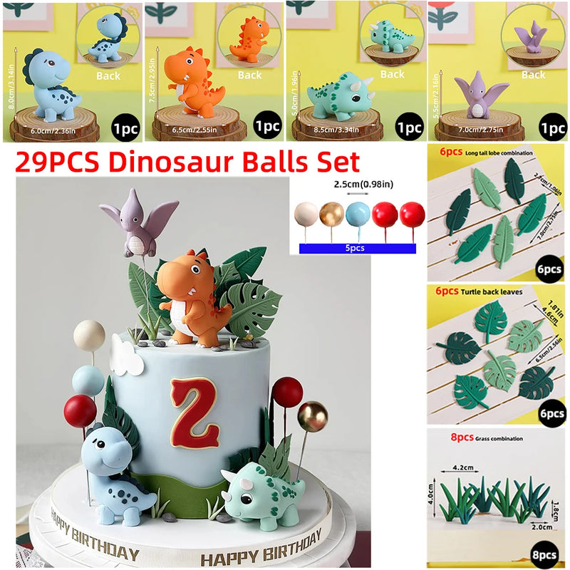 Topo de Bolo Dinossauro com Balões - Festa Infantil