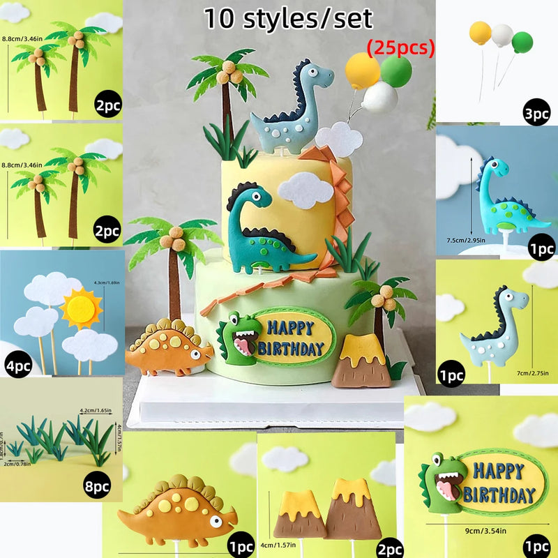 Topo de Bolo Dinossauro com Balões - Festa Infantil