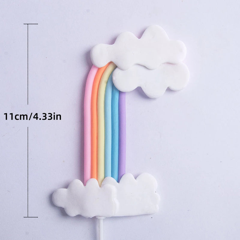 Topo de Bolo Unicórnio com Arco-Íris - Festa Infantil