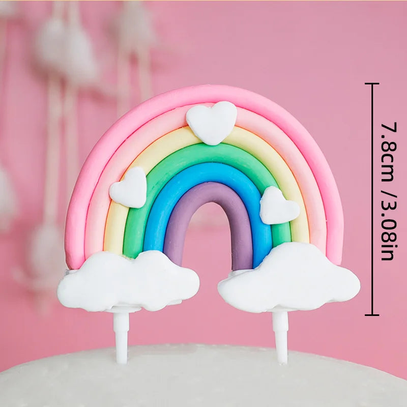 Topo de Bolo Unicórnio com Arco-Íris - Festa Infantil