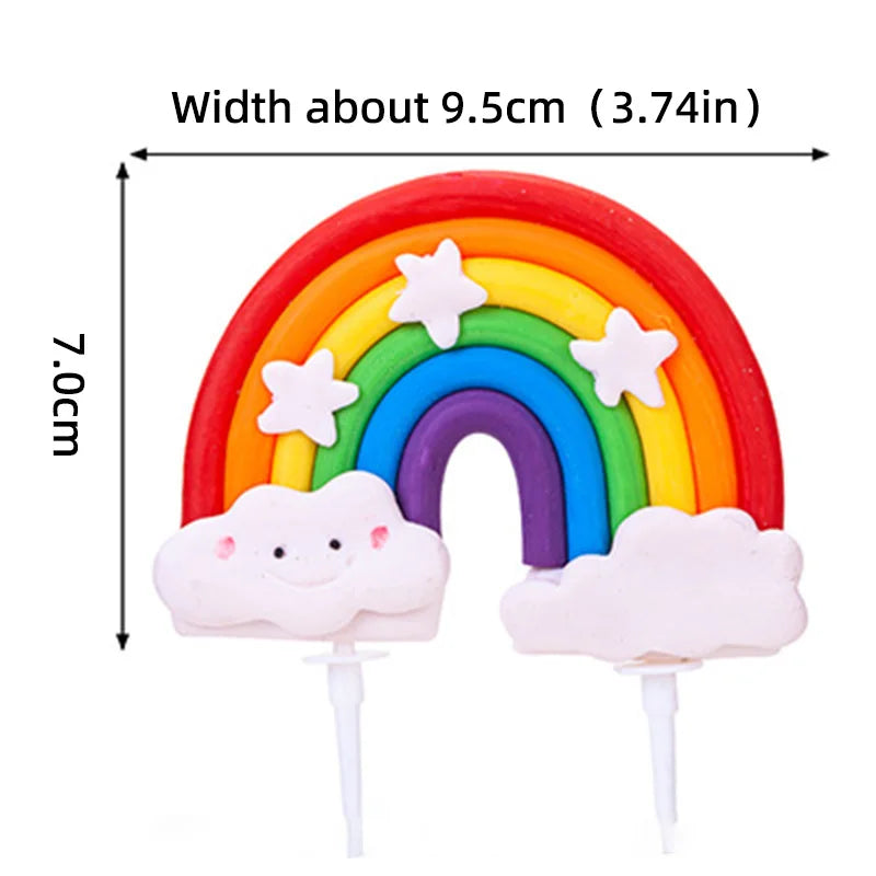 Topo de Bolo Unicórnio com Arco-Íris - Festa Infantil
