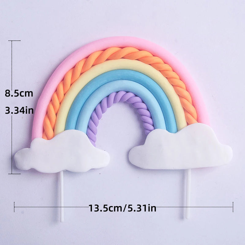 Topo de Bolo Unicórnio com Arco-Íris - Festa Infantil