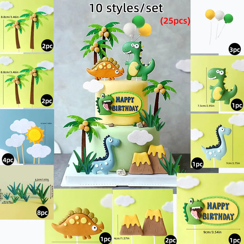 Topo de Bolo Dinossauro com Balões - Festa Infantil