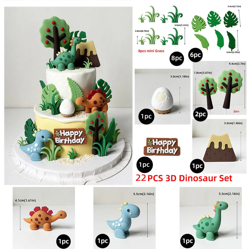 Topper de Bolo Dinossauro com Arco-Íris - Festa Infantil