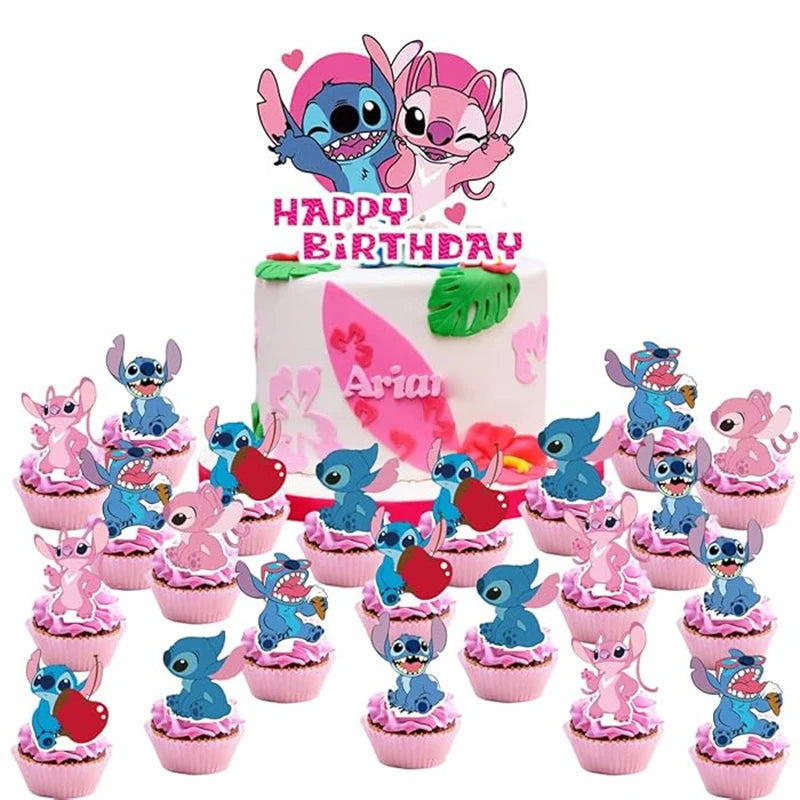Topo de Bolo e Cupcake Stitch - Decoração Festa Infantil