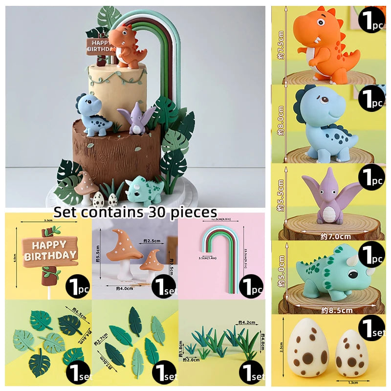 Topper de Bolo Dinossauro com Arco-Íris - Festa Infantil