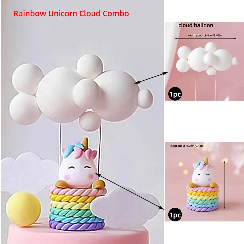 Topo de Bolo Unicórnio com Arco-Íris - Festa Infantil