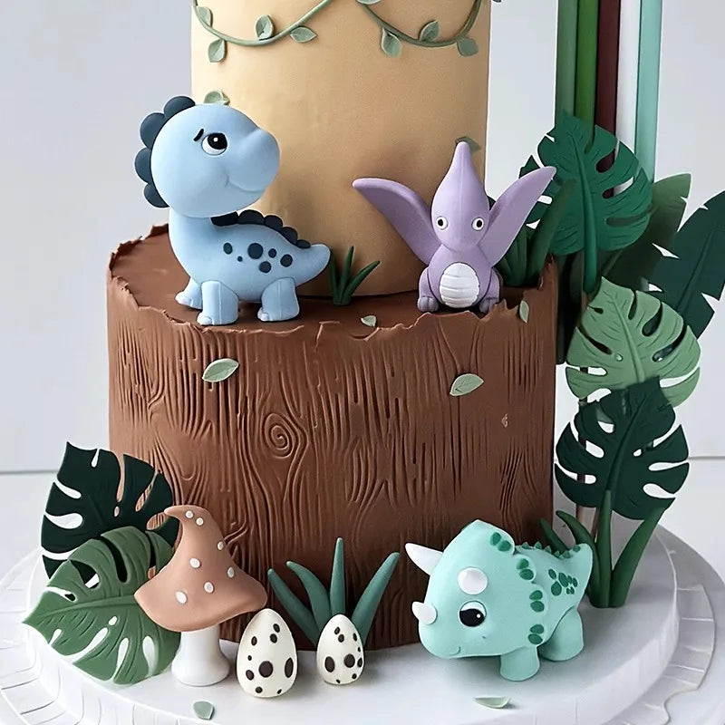 Topper de Bolo Dinossauro com Arco-Íris - Festa Infantil