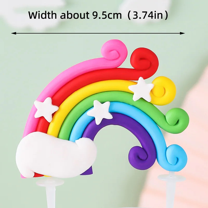 Topo de Bolo Unicórnio com Arco-Íris - Festa Infantil